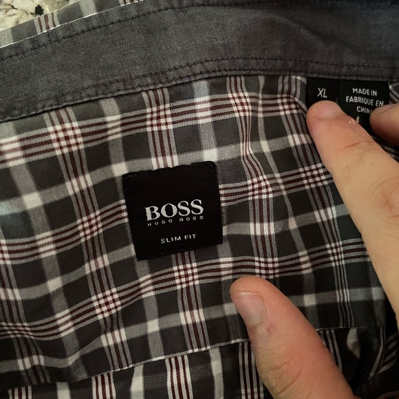Men’s boss hugo boss slim fit flannel button down shirt size xl - Picture 2 of 4